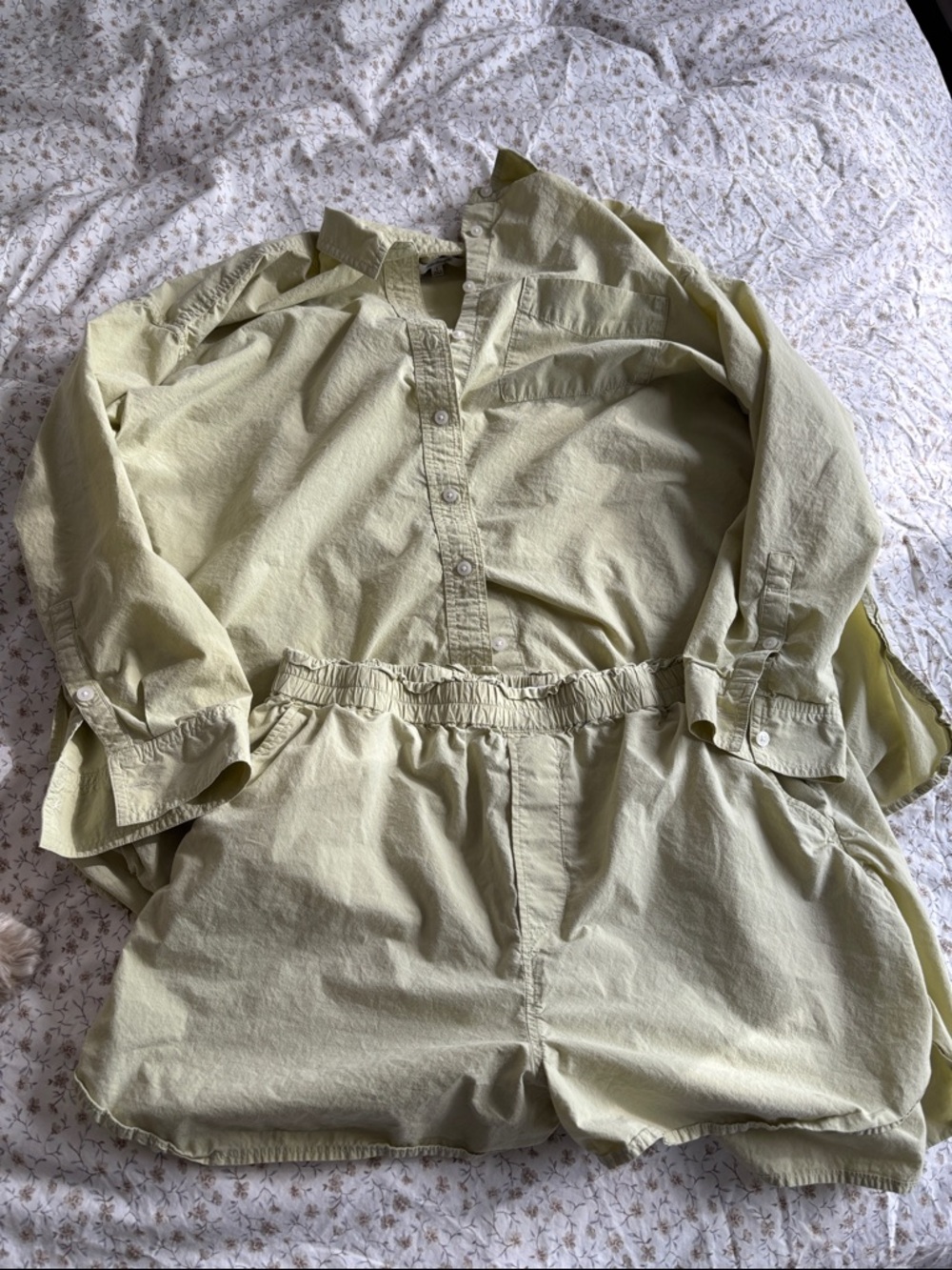 Madewell Light Green Two-Piece Shirt & Short Set